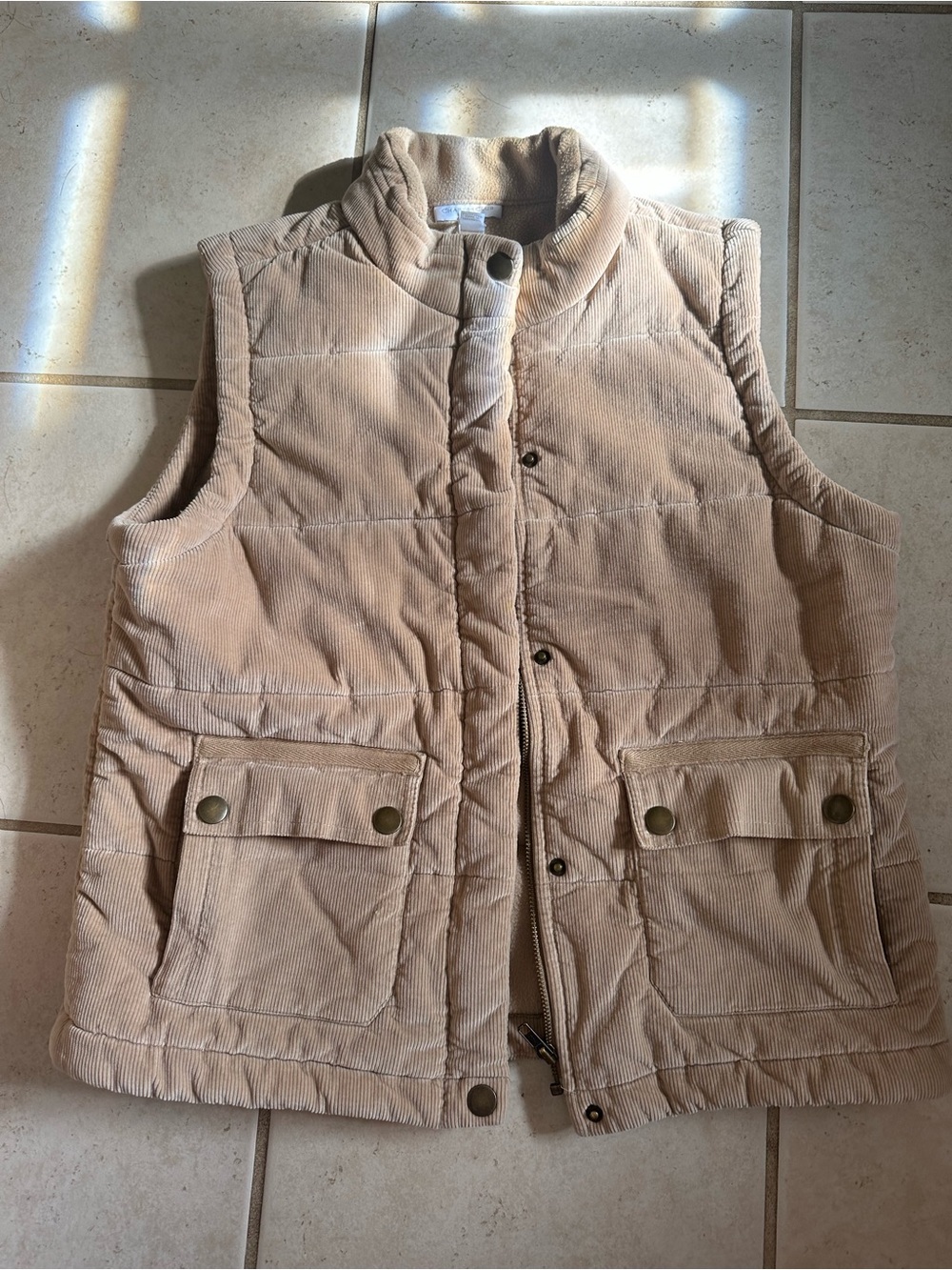 Charter Club Beige Corduroy Puffer Vest